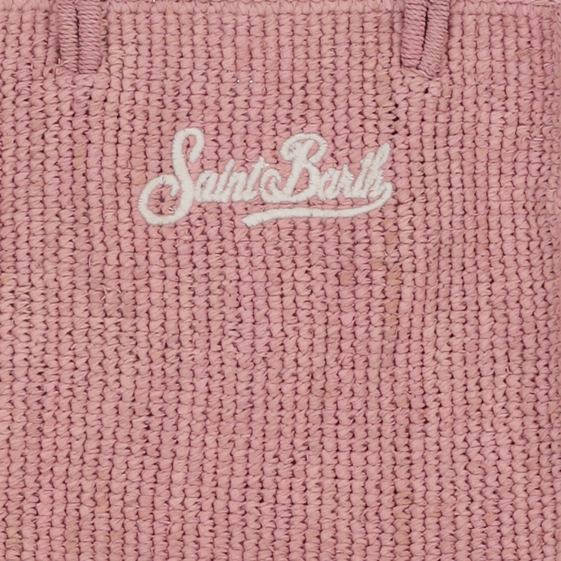 Mc2 Saint Barth Medium Pink Raffia Tote Handbag With Logo Detail