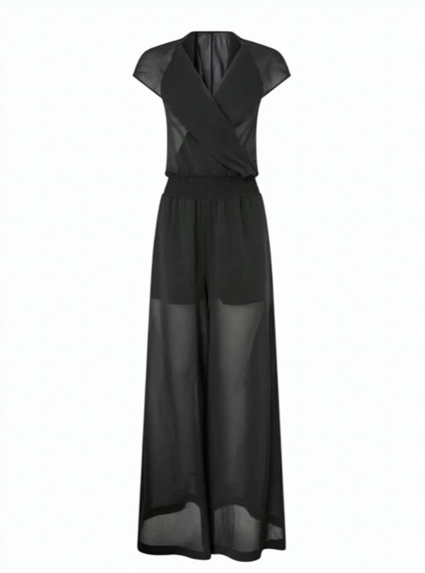Pinko Camporosso Black Voile Hooded Jumpsuit
