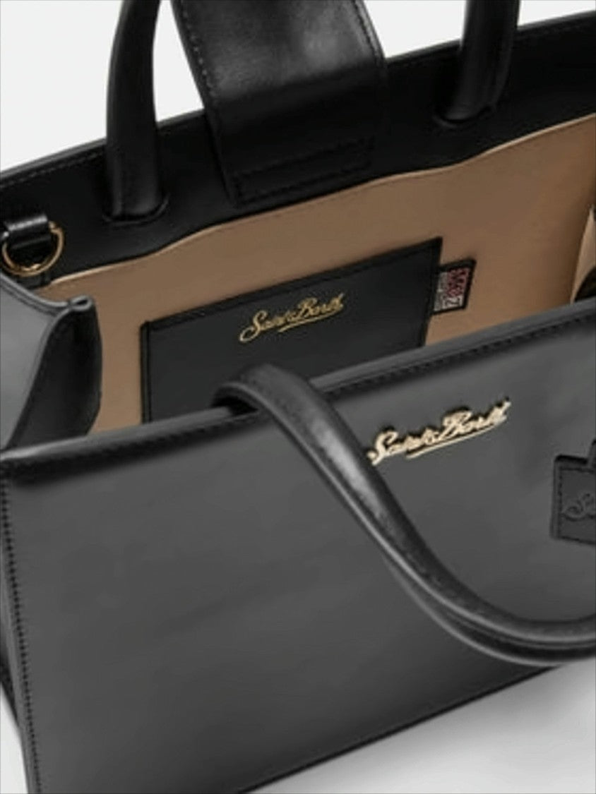 Mc2 Saint Barth Midi Structured Leather Shoulder Bag With Removable Strap