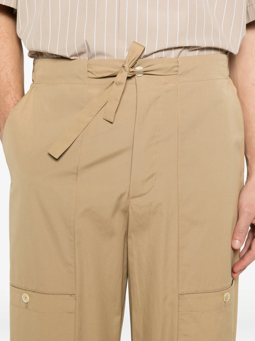 Jil Sander Beige Wide-Leg Tie Belt Pants