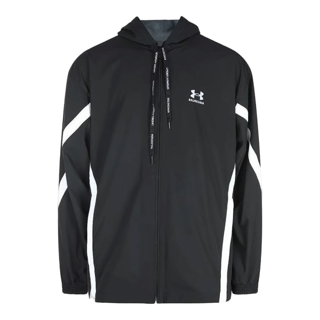 Balenciaga Hooded Black Jacket With Chevron Stripes
