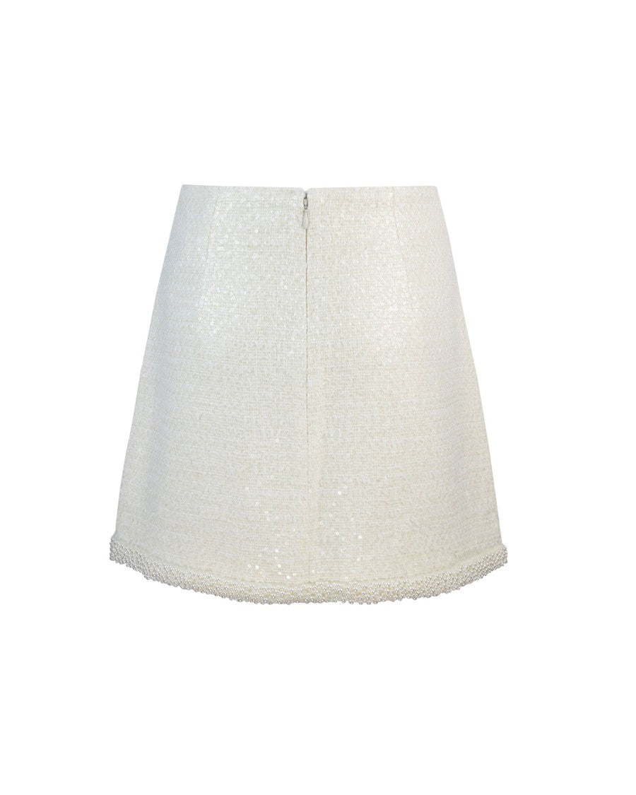Self-Portrait Cream Bouclé Mini Skirt