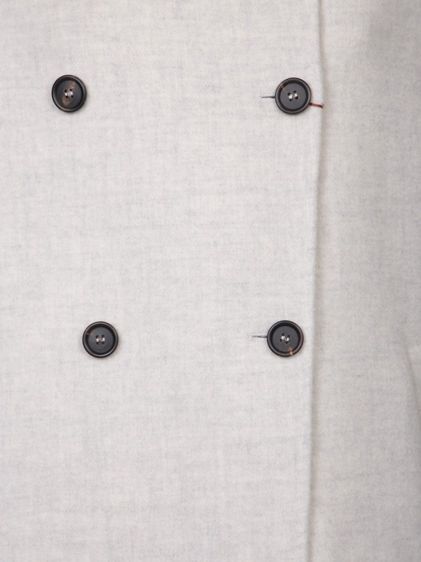 Brunello Cucinelli Virgin Wool And Cashmere Double-Breasted Coat With Design