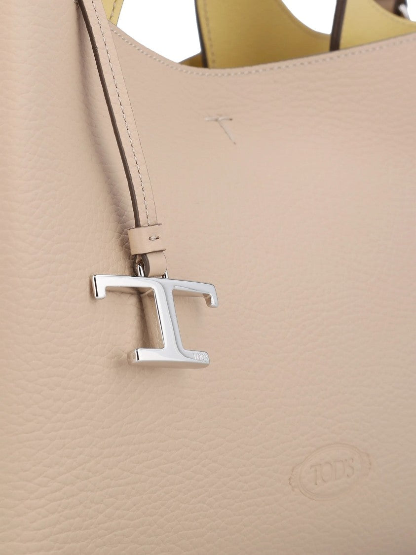 Tod's Beige Structured Leather Handbag