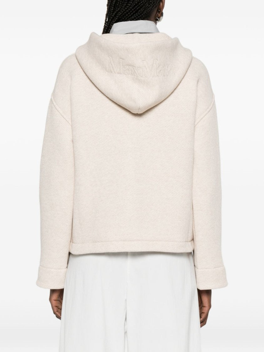 Max Mara Grey Relaxed Cropped Hooded Sweater