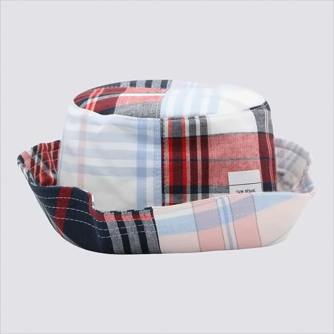 Thom Browne Patchwork Bucket Hat With Varied Plaid Patterns