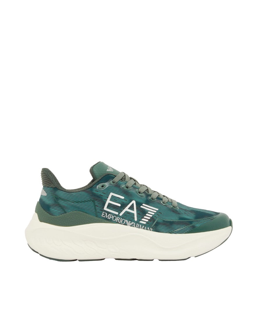 Ea7 Emporio Armani Wave Pattern Running Sneakers With Reflective Details