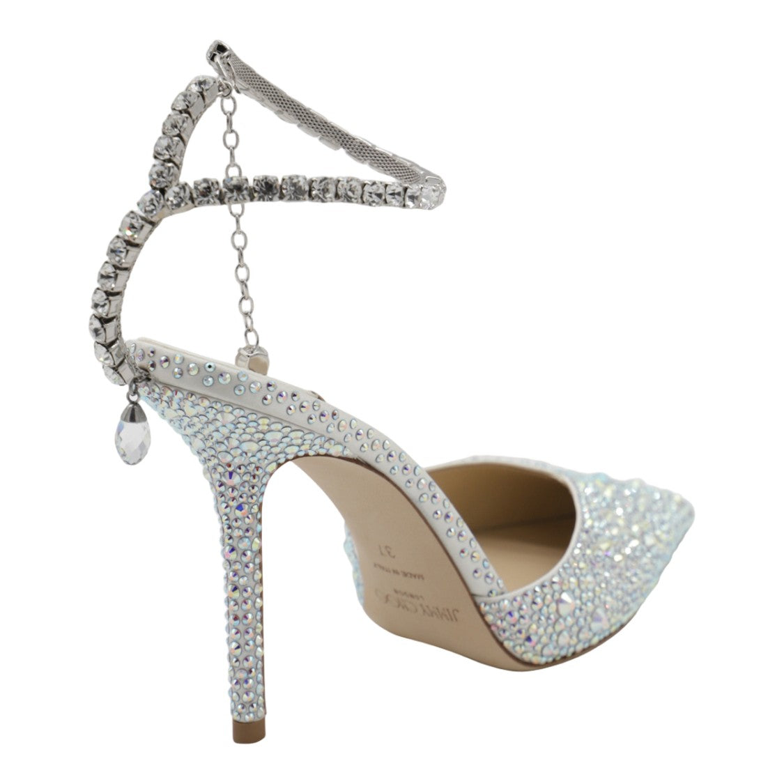 Jimmy Choo Rhinestone-Embellished High-Heeled Pumps With Ankle Strap
