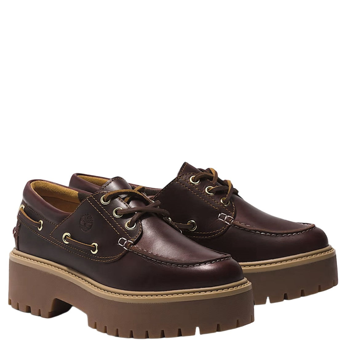 Timberland Stone Street Leather Platform Loafers With 360° Lacing And Chunky Sole
