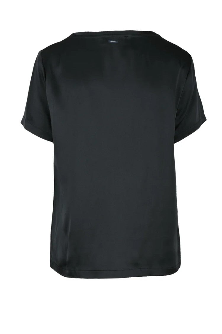 Max Mara Black Acetate Viscose Women's Satin Blouse