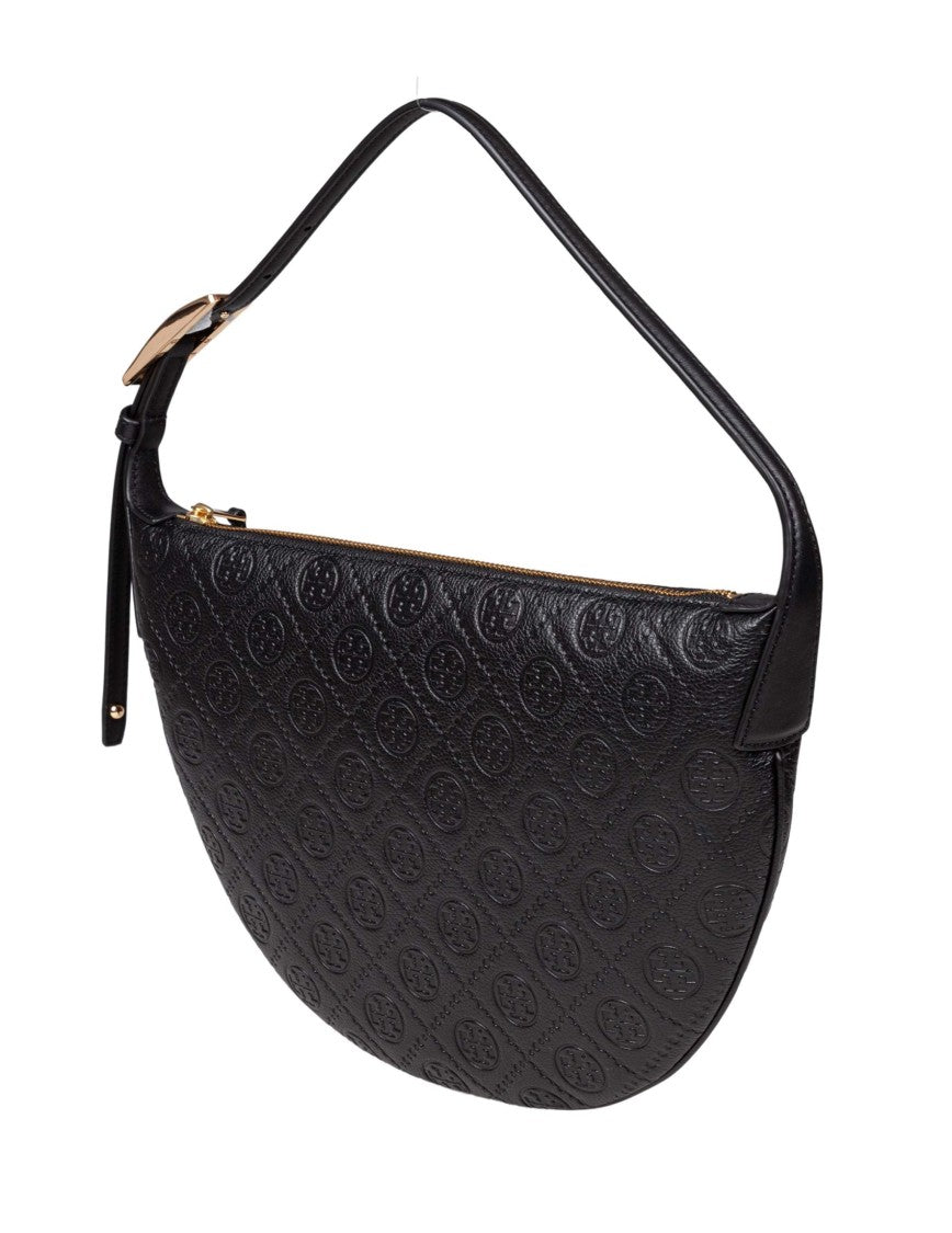Tory Burch Monogram Leather Balloon Shoulder Bag, Black