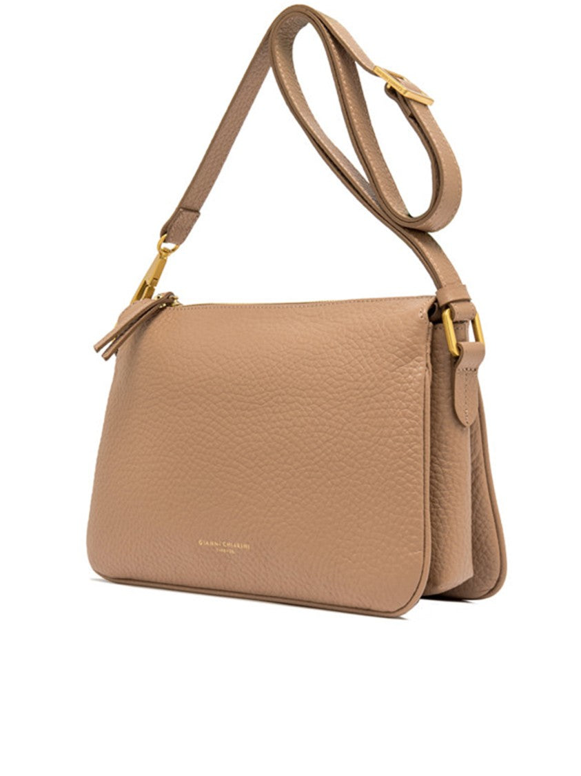 Gianni Chiarini Brooke Rectangular Brown Pebbled Shoulder Bag