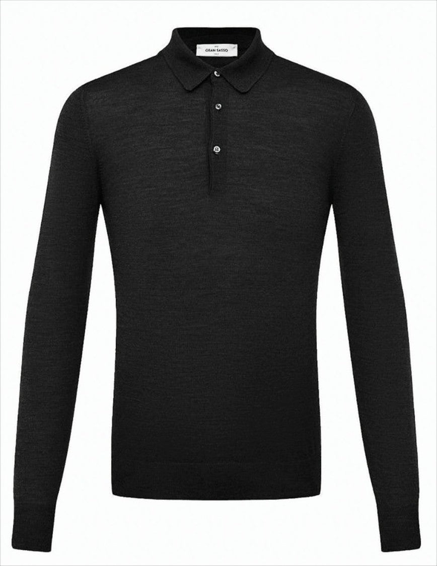Gran Sasso Long-Sleeved Polo Sweater With Turn-Down Collar
