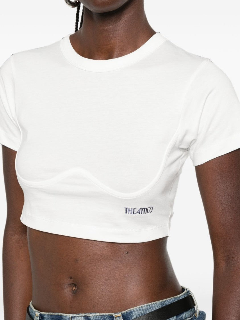 The Attico Cropped Short-Sleeved Cotton T-Shirt