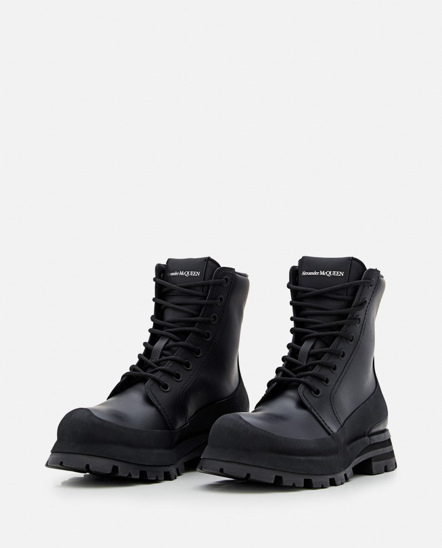 Alexander Mcqueen Black Lace Up Boots