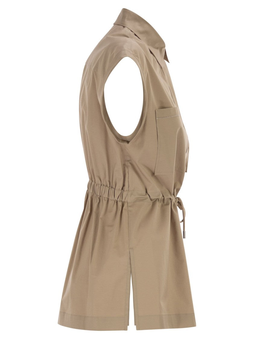 Peserico Stretch Cotton Blouse With Drawstring Waist