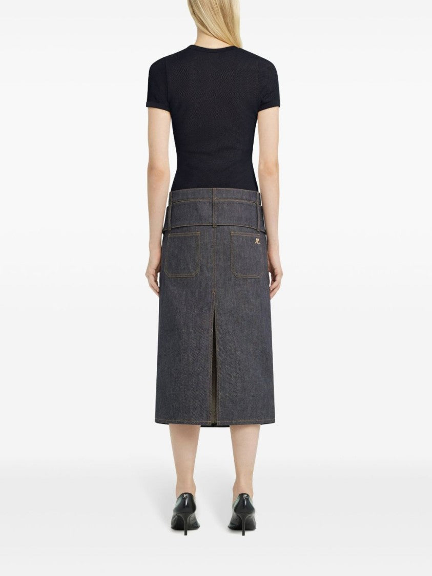 Courrèges Fitted Mesh T-Shirt With Textured Appearance