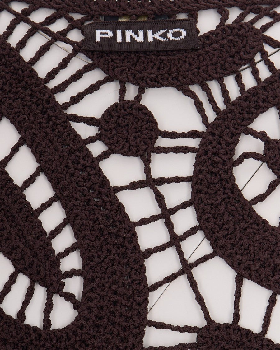 Pinko Cropped Sleeveless Top With Intricate Geometric Crochet Design