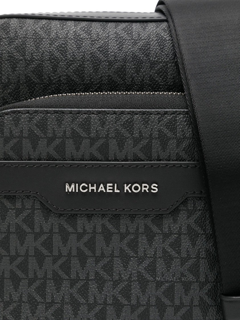 Michael Kors Black Hudson Logo Rectangular Messenger Bag