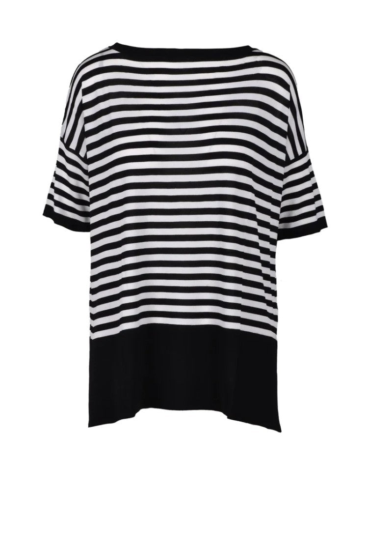 Wild Cashmere Viscose/Polyamide/Silk Knit Top - Black/White