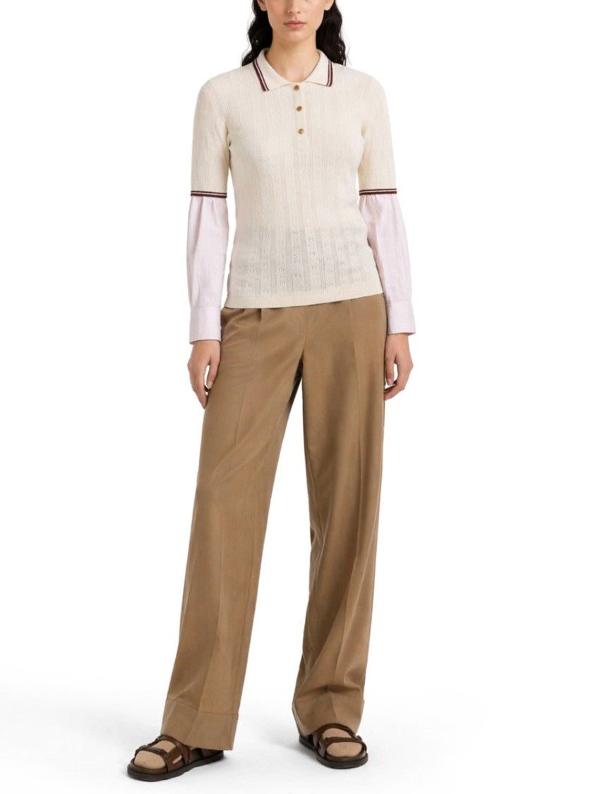 Moncler Textured Pattern Short-Sleeve Knit Polo Shirt