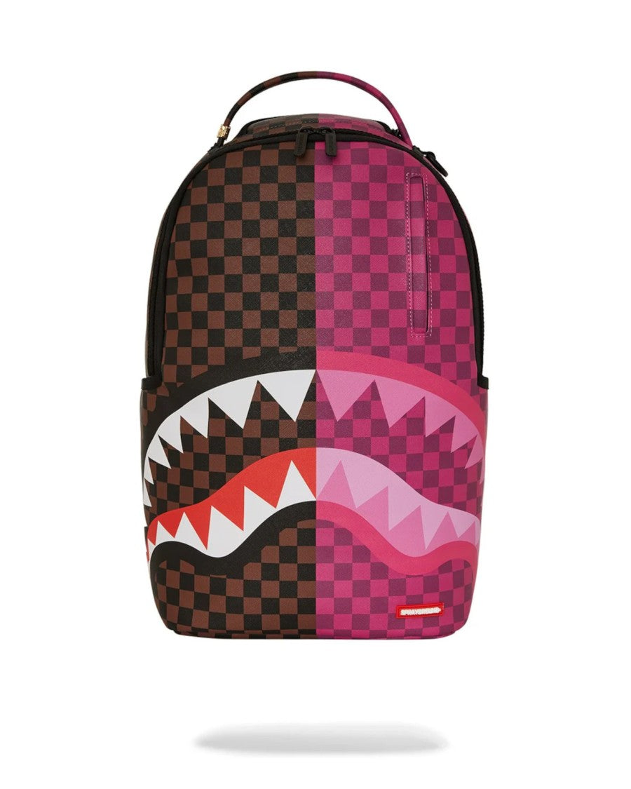 Sprayground Bold Checkerboard Backpack With Graphic Shark Design