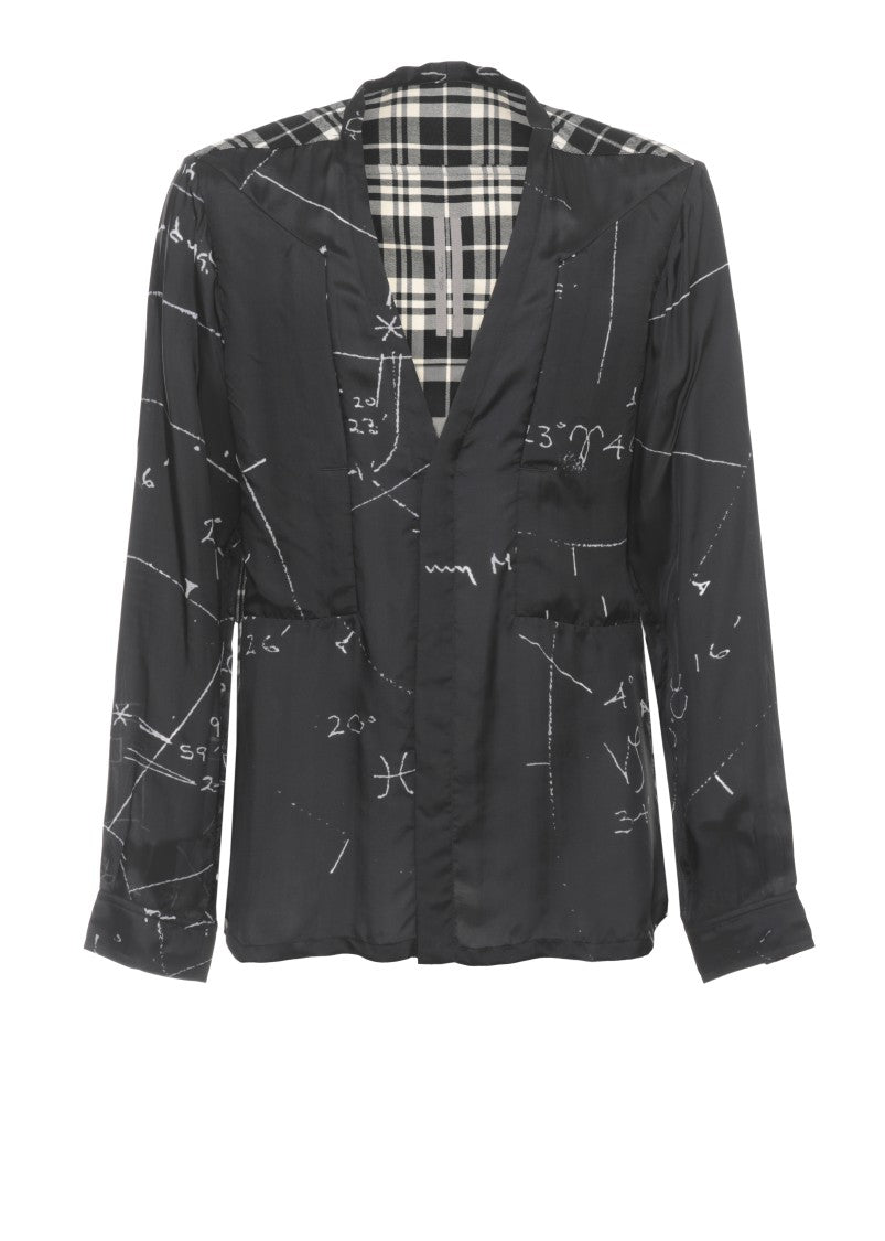 Rick Owens Black Printed Check Viscose-Cotton Shirt