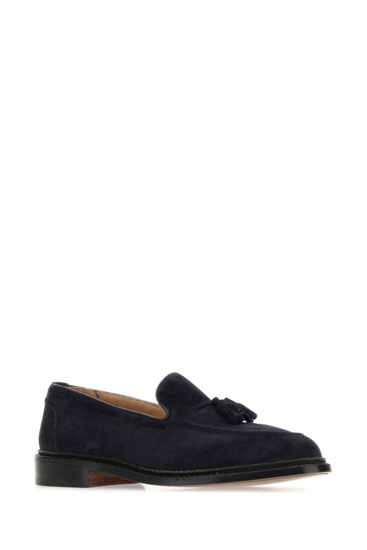 Tricker's Navy Blue Suede Elton Loafers