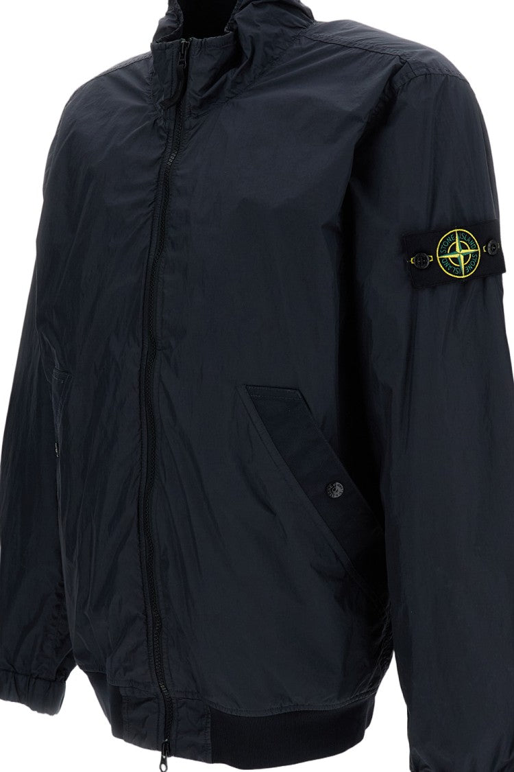 Stone Island Crinkled-Texture Bomber Jacket In Weather-Resistant Recycled Nylon