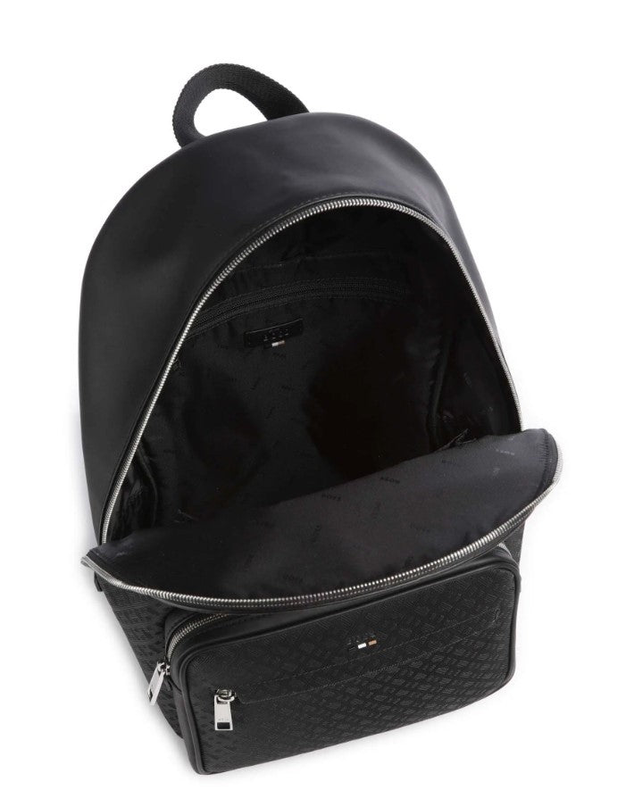 Boss Monogram Motif Backpack With Zip Closure