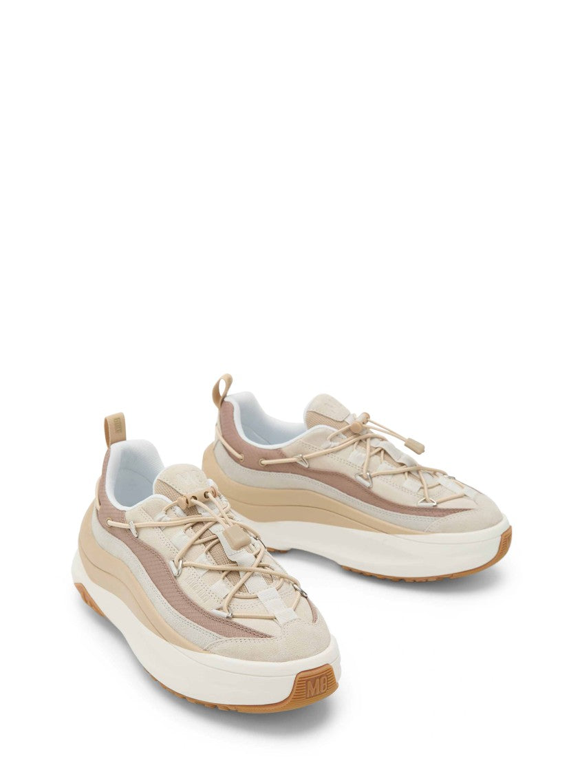 Moon Boot Layered Chunky Sole Lace-Up Boots In Beige