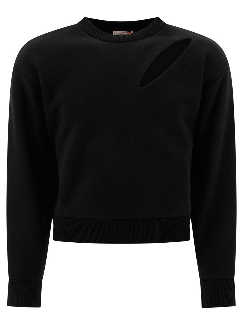 Alexander Mcqueen Cut-Out Detail Black Sweatshirt