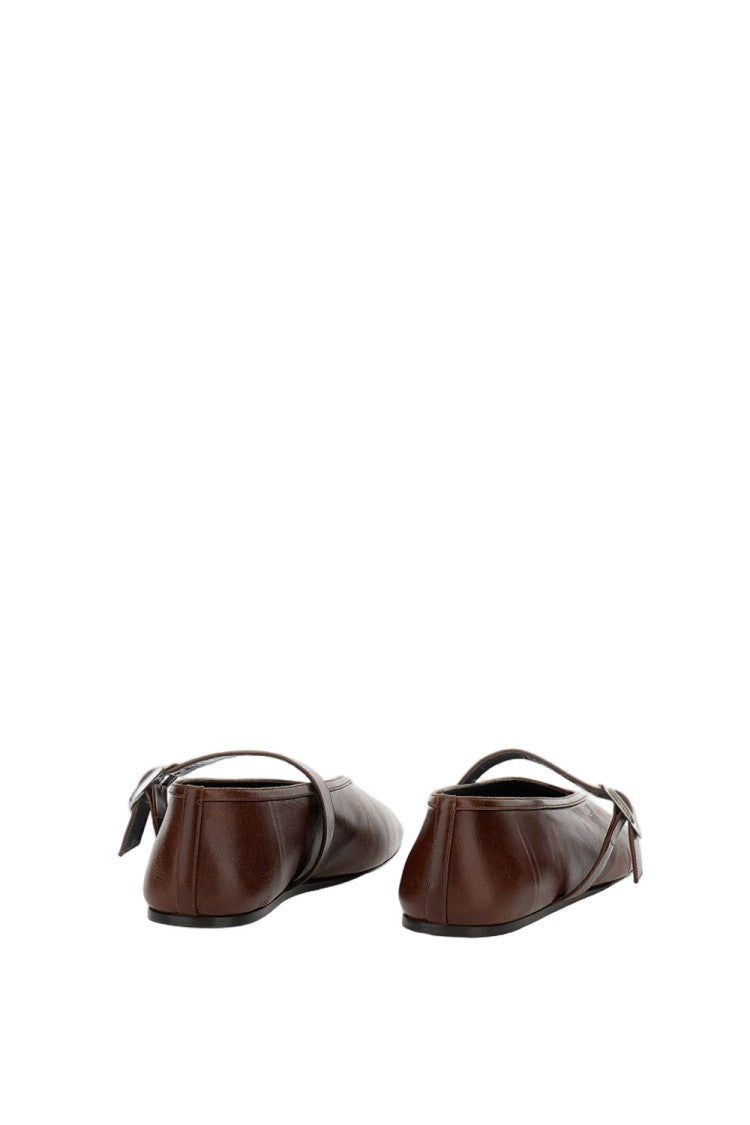 Le Monde Béryl Brown Calf Leather Stella Slipper Flats