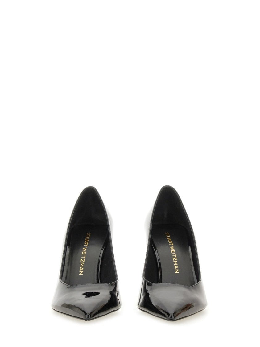 Stuart Weitzman Black Patent Leather Pumps With Flared 8.5 Cm Heel