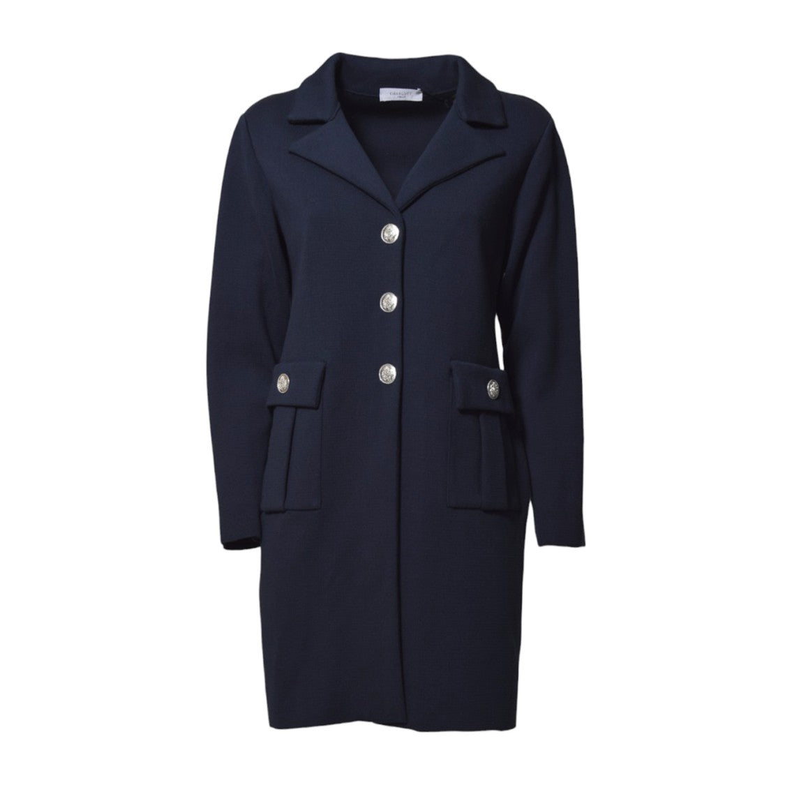 Charlott Blue Knit Cotton Midi Coat