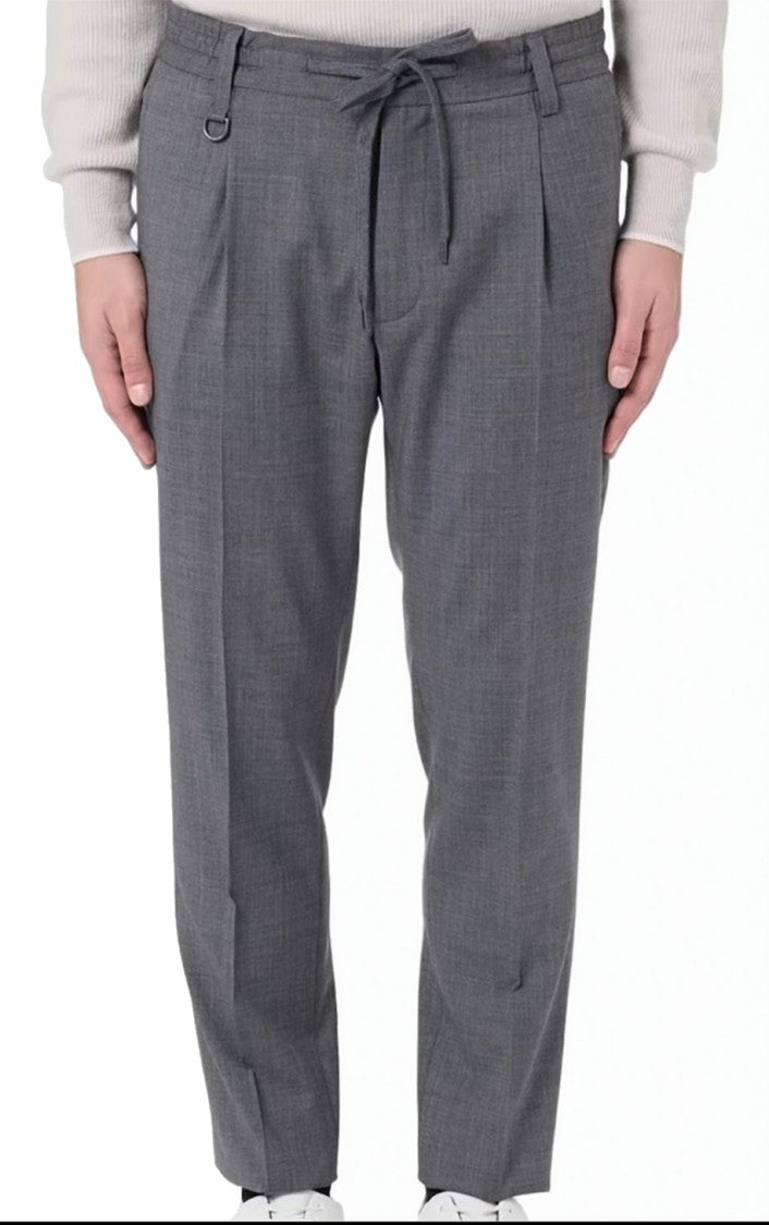 Paolo Pecora Pleated Fresco Wool Drawstring Tailored Pants