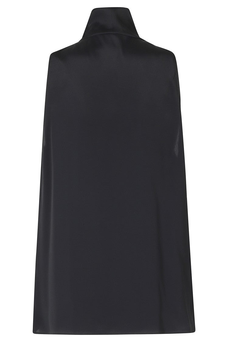 Alberta Ferretti Stretch Cady High-Collar Cape Top