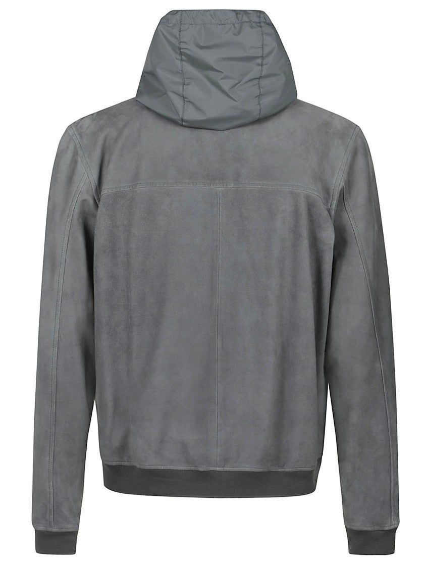 Moorer Grey Darren-Ur College Sheep Skin Bomber Jacket