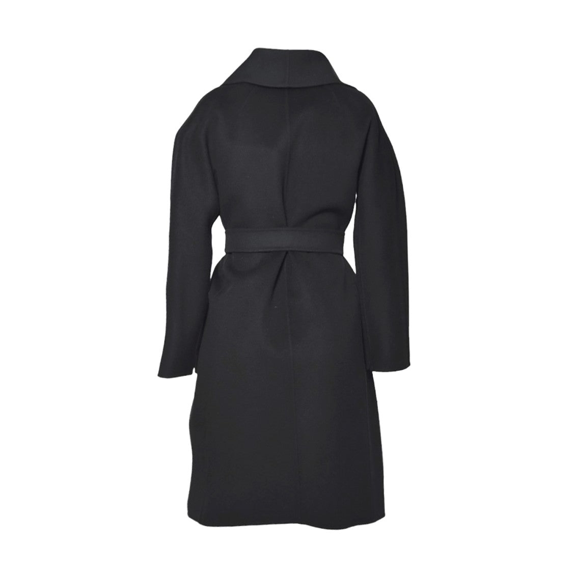 Max Mara Knee-Length Virgin Wool Coat With Wide Collar And Self-Tie Belt