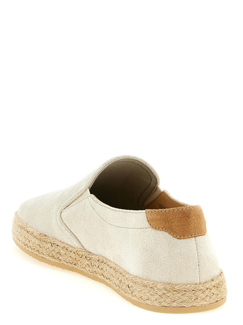 Brunello Cucinelli Slip-On Suede Espadrilles With Contrasting Heel Patch