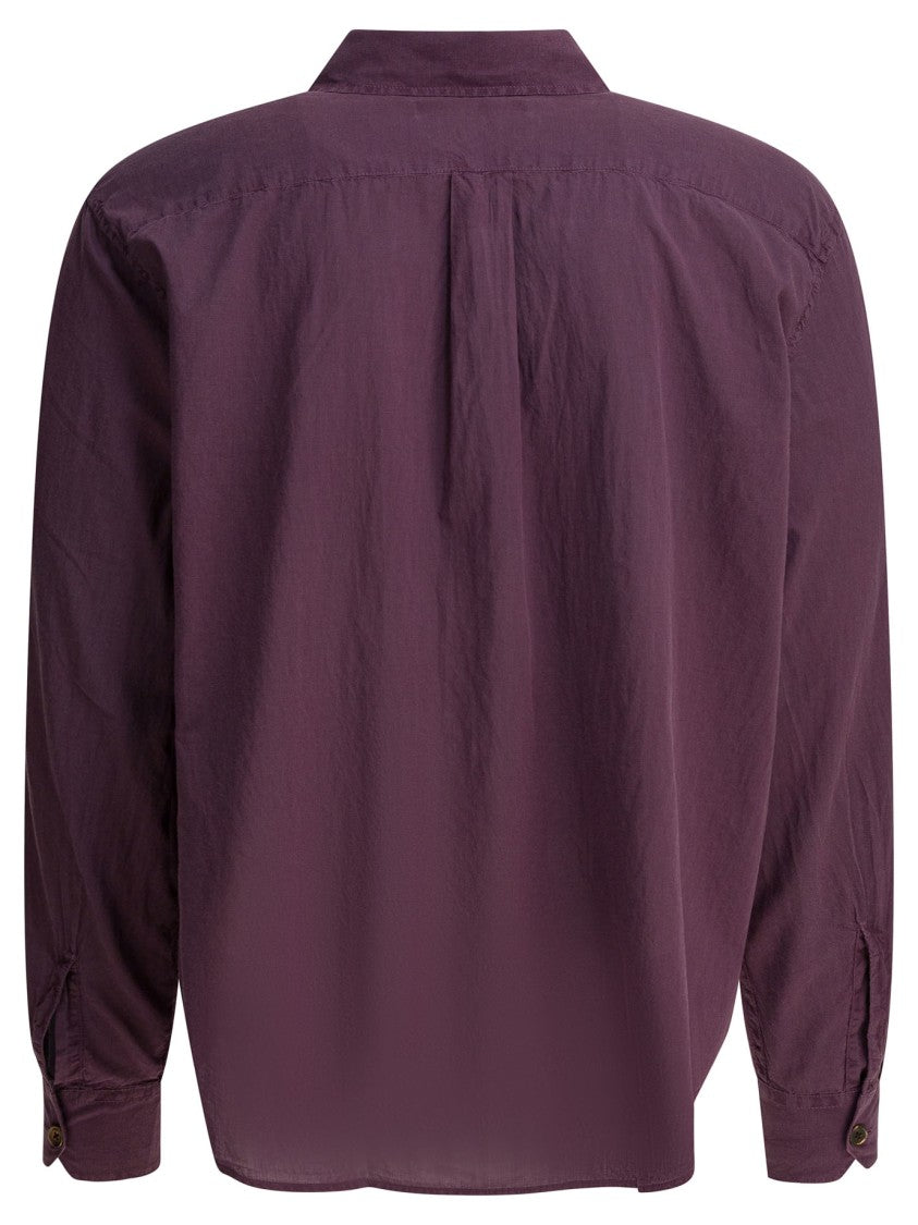 Our Legacy Burgundy Cotton Shirt With Minimalist Aesthetic