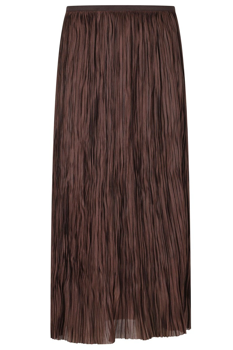 Roberto Collina Brown Pleated Midi Skirt With Glossy And Matte Finish