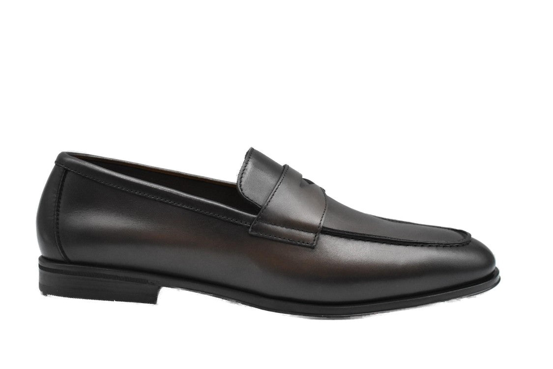 Doucal's Penny Loafers In Soft Dark Brown Leather