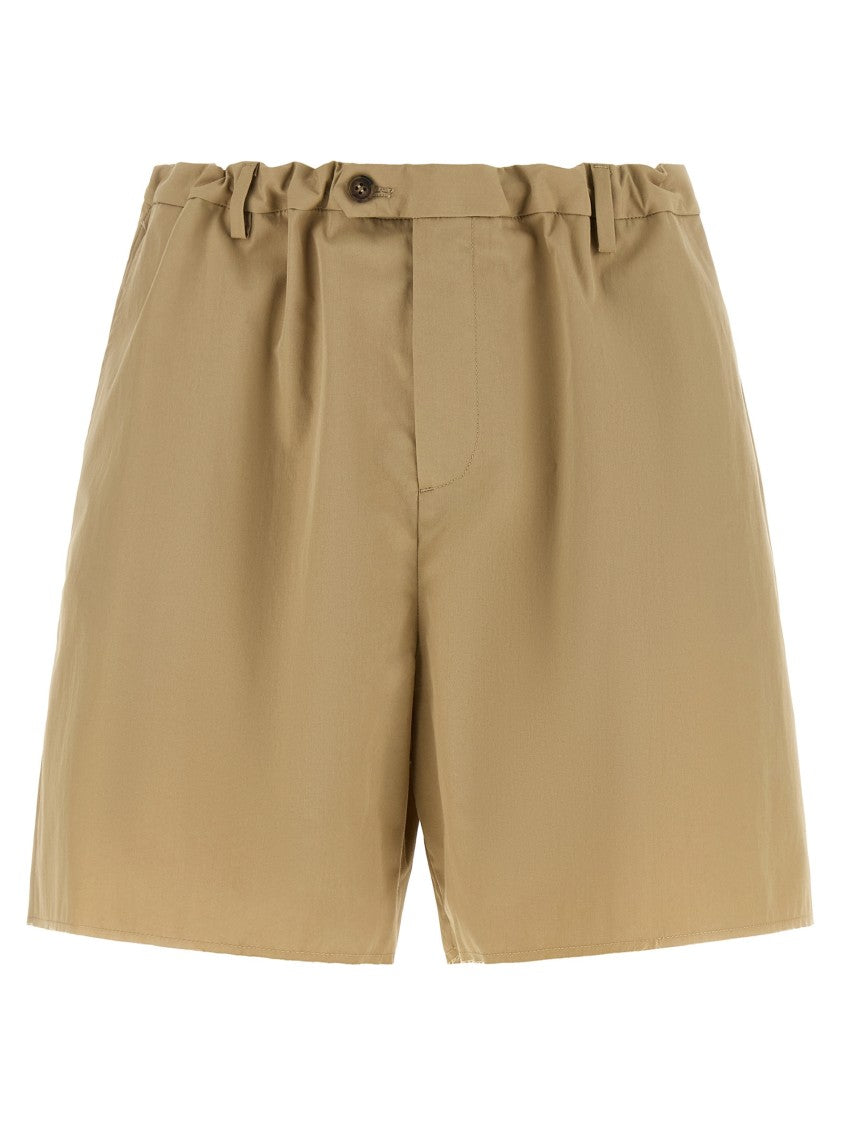 Mm6 By Maison Margiela 'White Stitch Line' Raw Cut Poplin Shorts