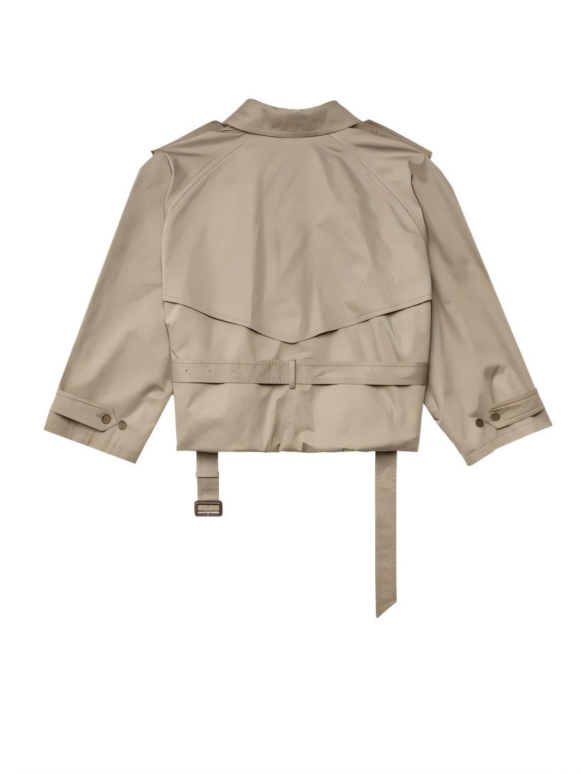 Balenciaga Structured Cotton Coat With Wide Lapel And Belted Waist