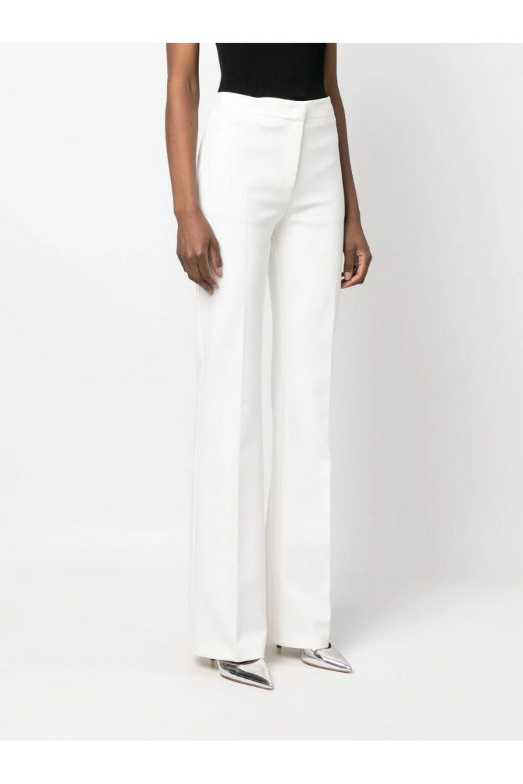 Pinko White Viscose-Nylon Flared Trousers