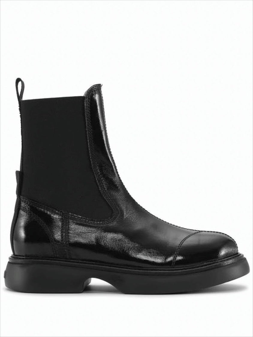 Ganni Glossy Black Ankle Boots
