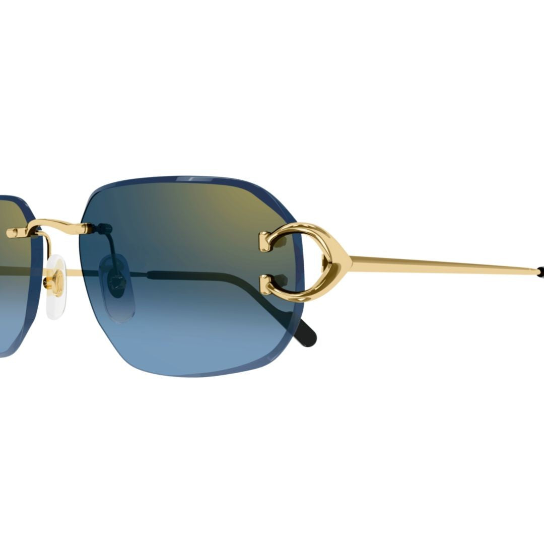 Cartier Rectangular Rimless Sunglasses With Gold Accents