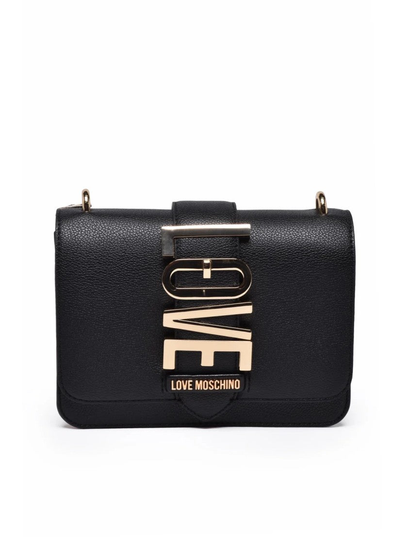 Love Moschino Black Polyurethane Metallic Shoulder Bag