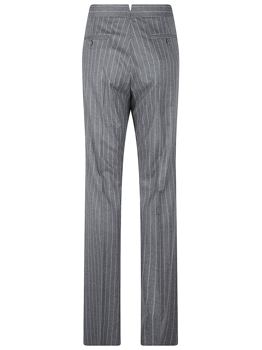 Tom Ford Tailored Grey Trousers With Pinstripe Pattern And Structured Waistband